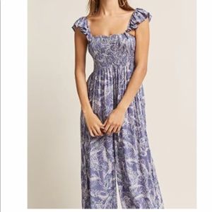 Forever21 boho floral wide leg jumpsuit